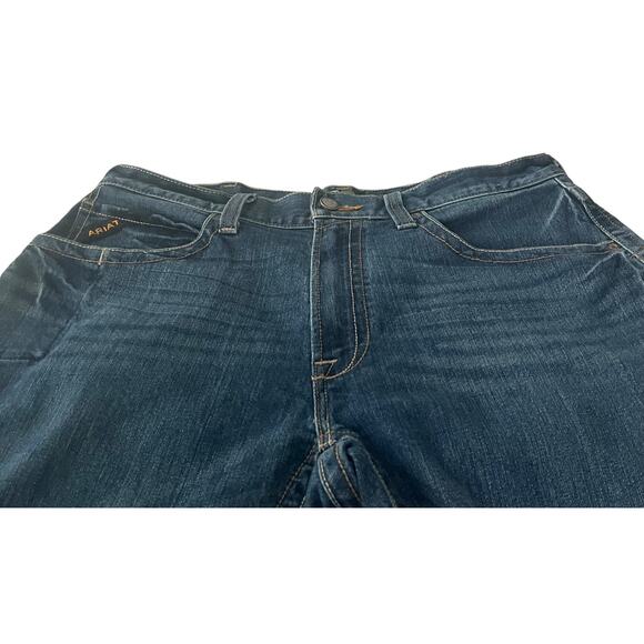 ARIAT REBAR 5M STRAIGHT LEG JEANS, MENS, 35X32, DENIM BLUE, LOTS OF WEAR TO GO - Picture 2 of 12